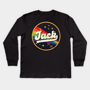 Jack // Rainbow In Space Vintage Grunge-Style Kids Long Sleeve T-Shirt